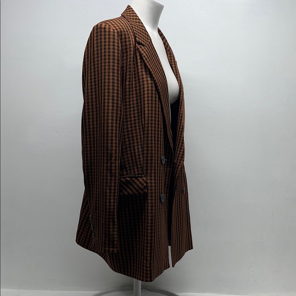 Becca Tilley x Bar III Blazer Suit Jacket Coat Gingham Plaid Brown Black Size XL - Picture 4 of 11